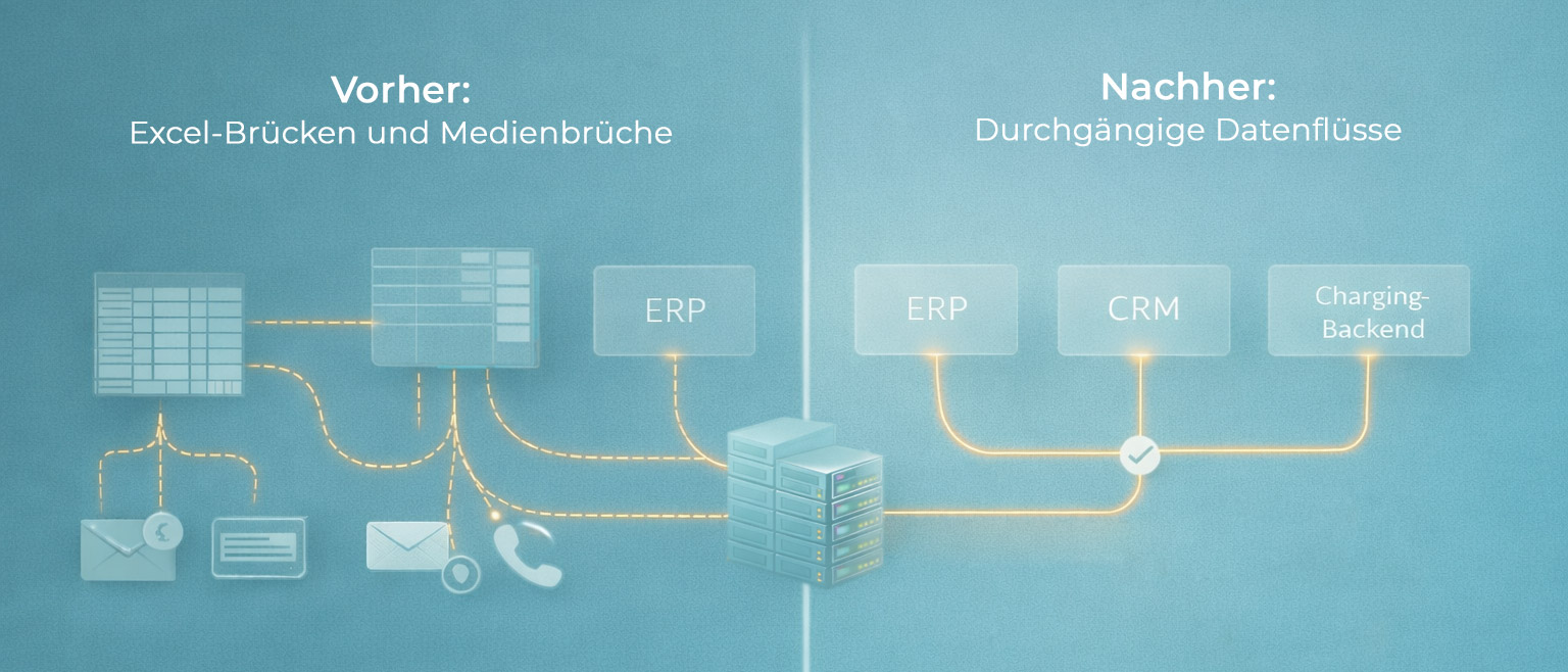 Die Lösung reduziert Komplexität, schafft Ordnung im Datenchaos und sorgt für einen sauberen, kontrollierten Informationsfluss zwischen Front- und Backendsystemen.